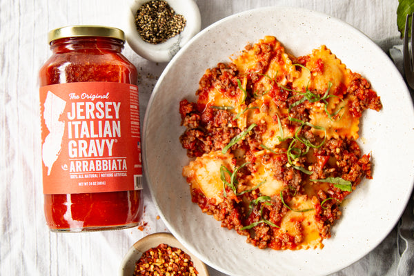 Ravioli Arrabbiata with Sausage